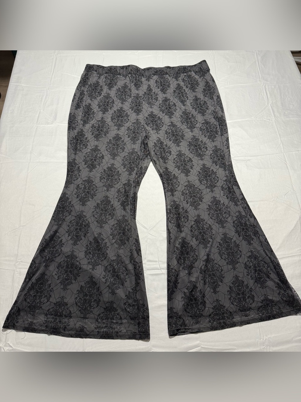 Torrid Nightfall Black Mesh Skull Web Pants Size 6 Goth Sheer Flare